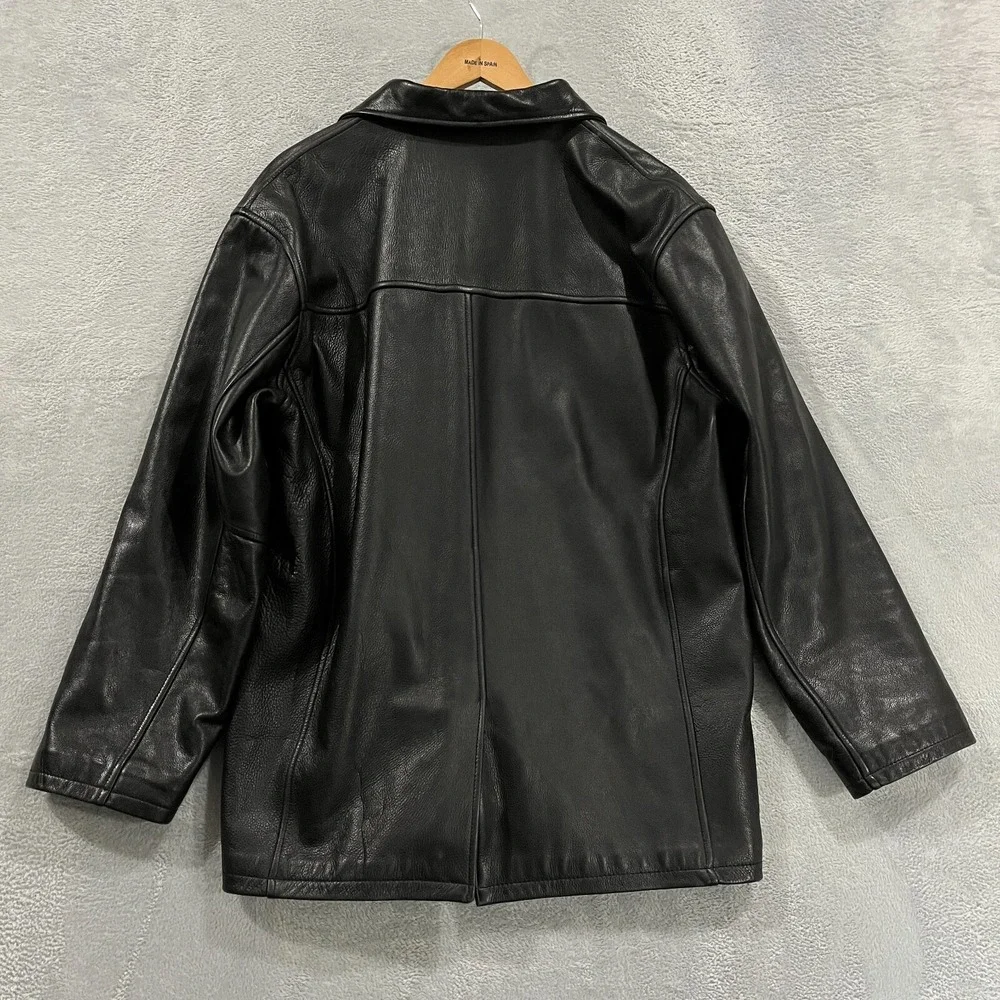 VTG Banana Republic Leather Jacket Mens‎ L Moto 90s Button Grunge Biker